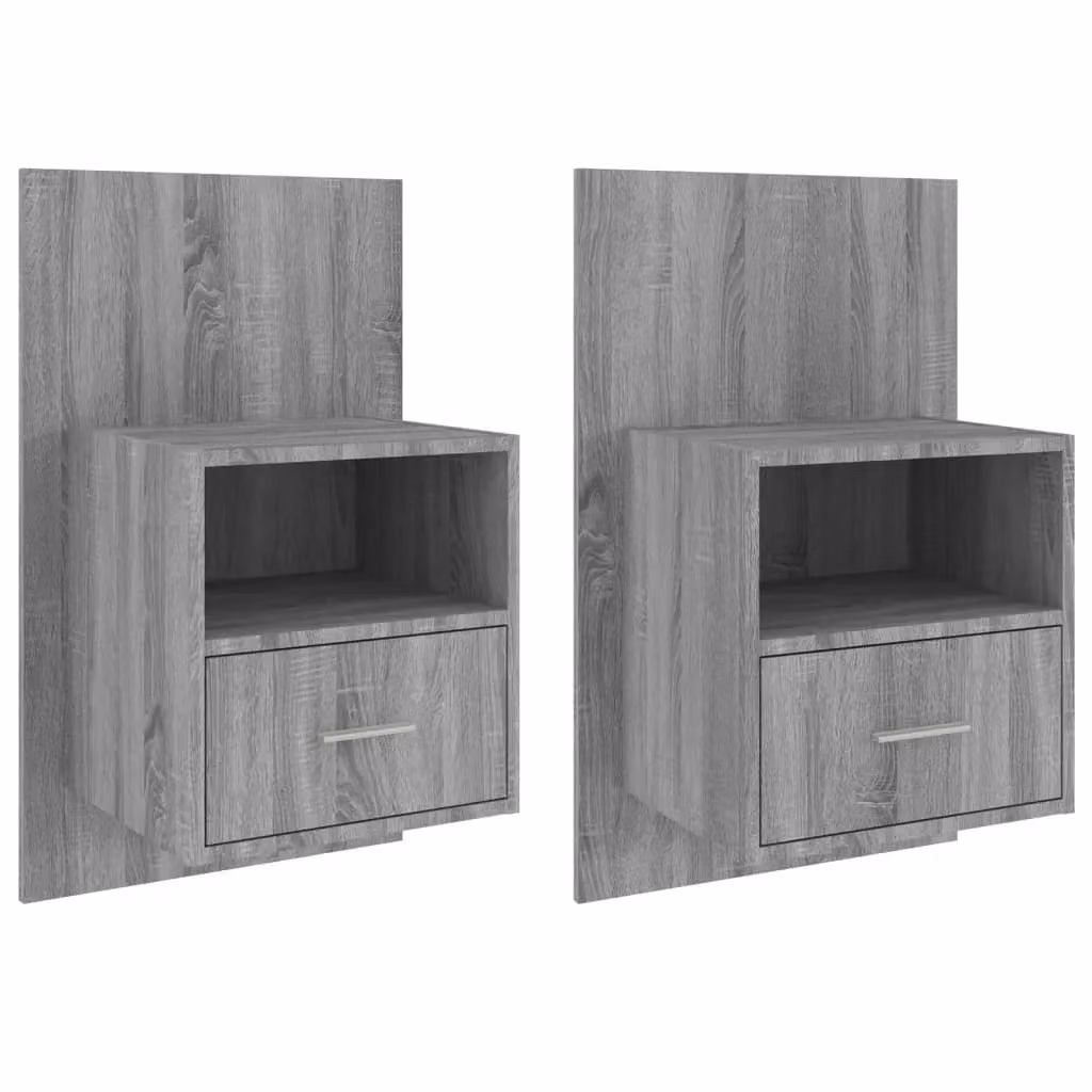 Berkfield Home Set of 2 Wall-mounted Bedside Cabinets in Grey Sonoma – 2