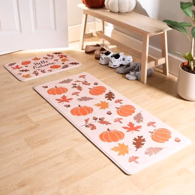 OHS Modern Rectangular Indoor Runner, Washable and Non-Slip, Brown and Multicolour
