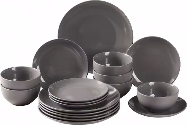 Simpa 18-Piece Grey Glazed Ceramic Stoneware Dinner Set – 1