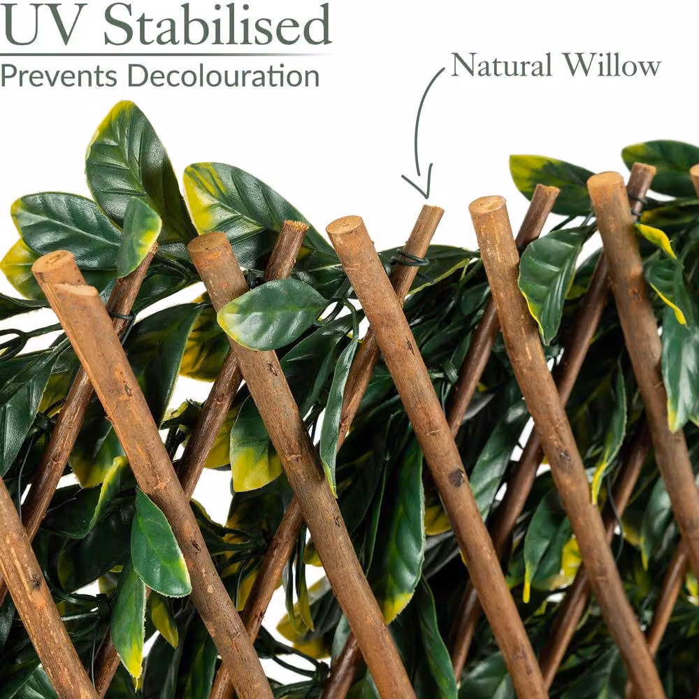 Christow Expandable Artificial Laurel Leaf Trellis Privacy Fence, Green, W: 200 cm, H: 100 cm – 5