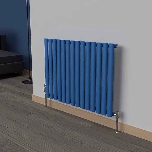 Lux Heat Oval Horizontal Coloured Radiator in Galaxy Blue, W: 780 mm, H: 600 mm