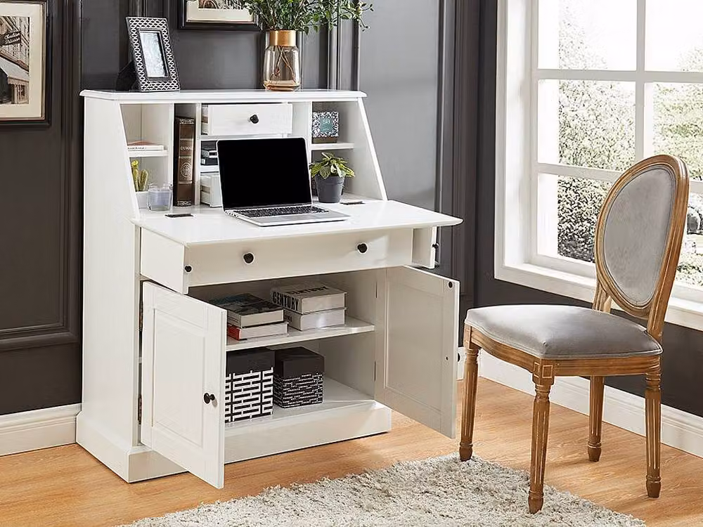 Vente-unique Cleore Secretary Desk in White Pine and MDF – 3