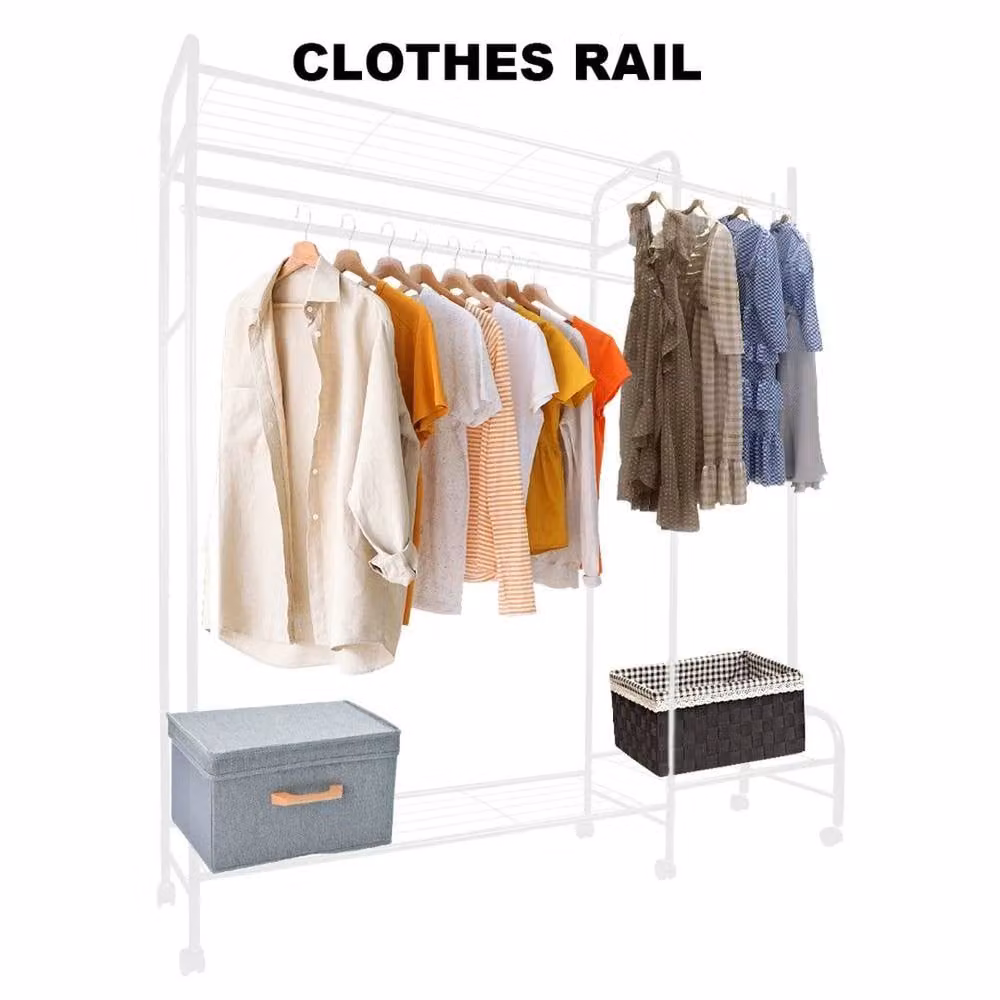 EONLION White Metal Clothes Rail with 120kg Load Capacity – 2