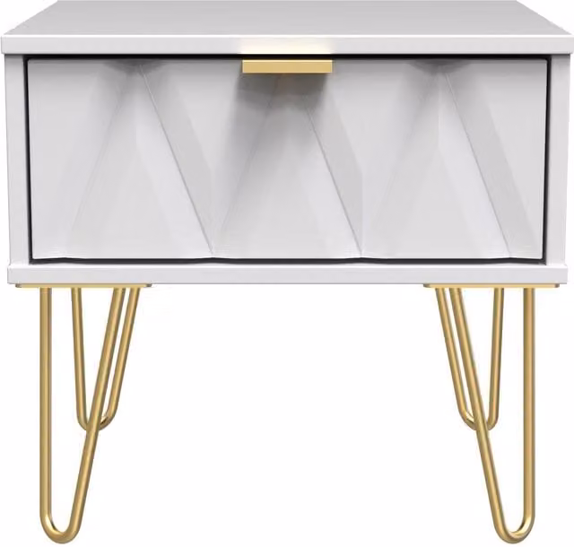 Ready Assembled 2 U Dallas 1 Drawer Bedside Table in White and Gold – 1