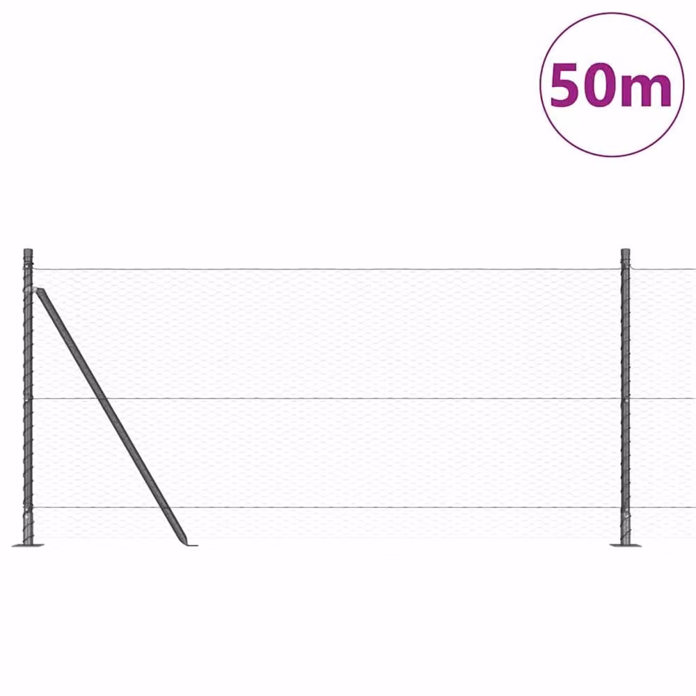 Berkfield Home Grey Powder-Coated Steel Hexagon Fence, 1 x 50 m – 3