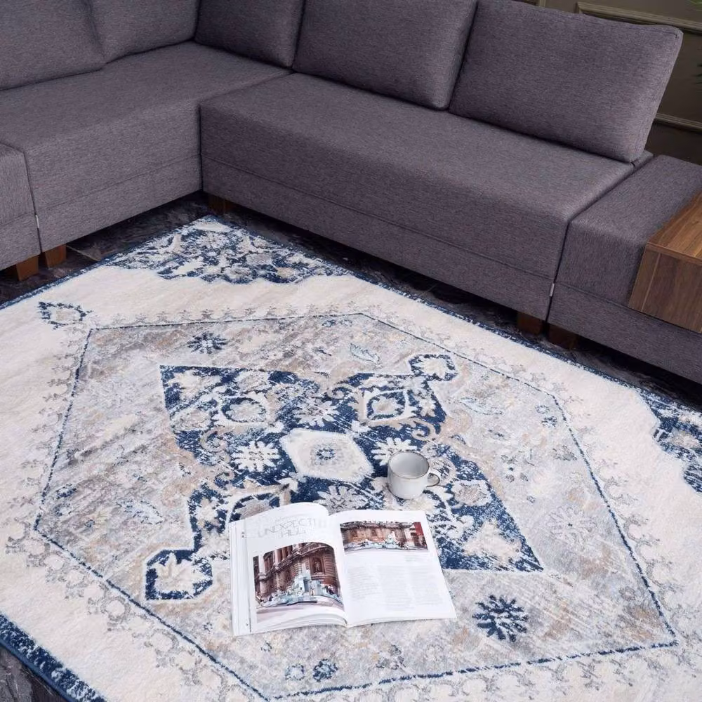 THE RUGS Montana Medallion Navy and Cream Living Room Area Rug W: 240 cm, D: 340 cm – 6