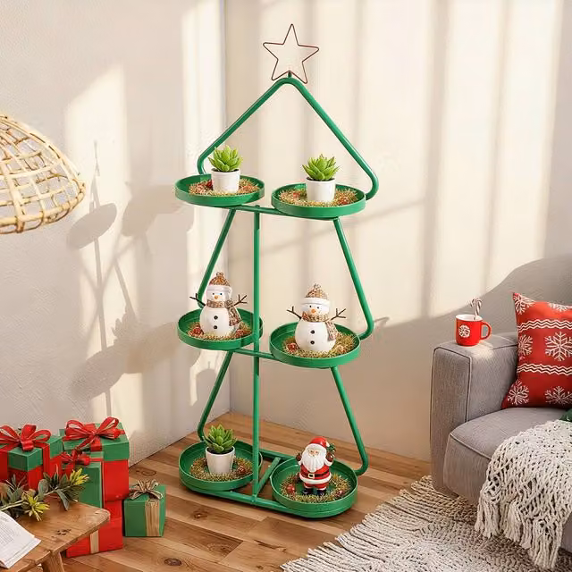 Costway 3-Tier Tree-Shaped Christmas Plant Stand in Green – 1