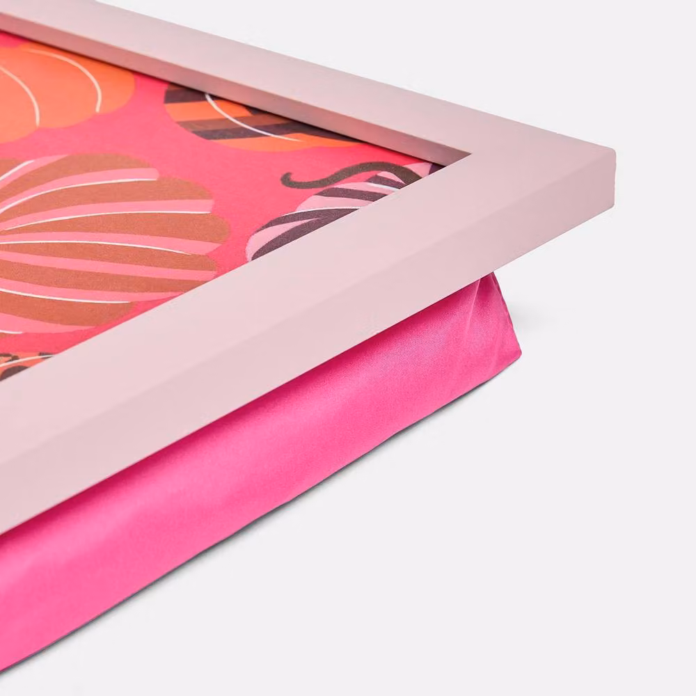 OHS Autumn Pumpkin Serving Lap Tray with Bean Bag Cushion in Bright Pink