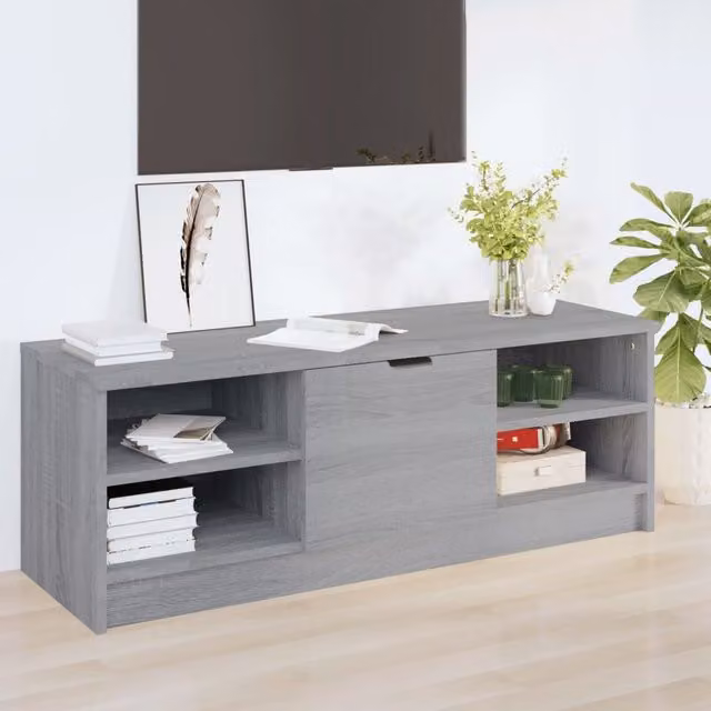 Berkfield Home Grey Sonoma TV Cabinet in Engineered Wood, W: 102 cm, D: 35.5 cm, H: 36.5 cm – 1