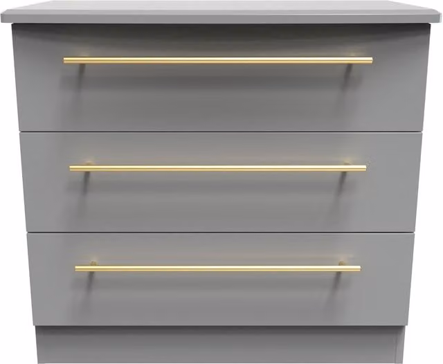 Helmsley 3 Drawer Chest in Dark Grey with Gold Accents, Ready Assembled
