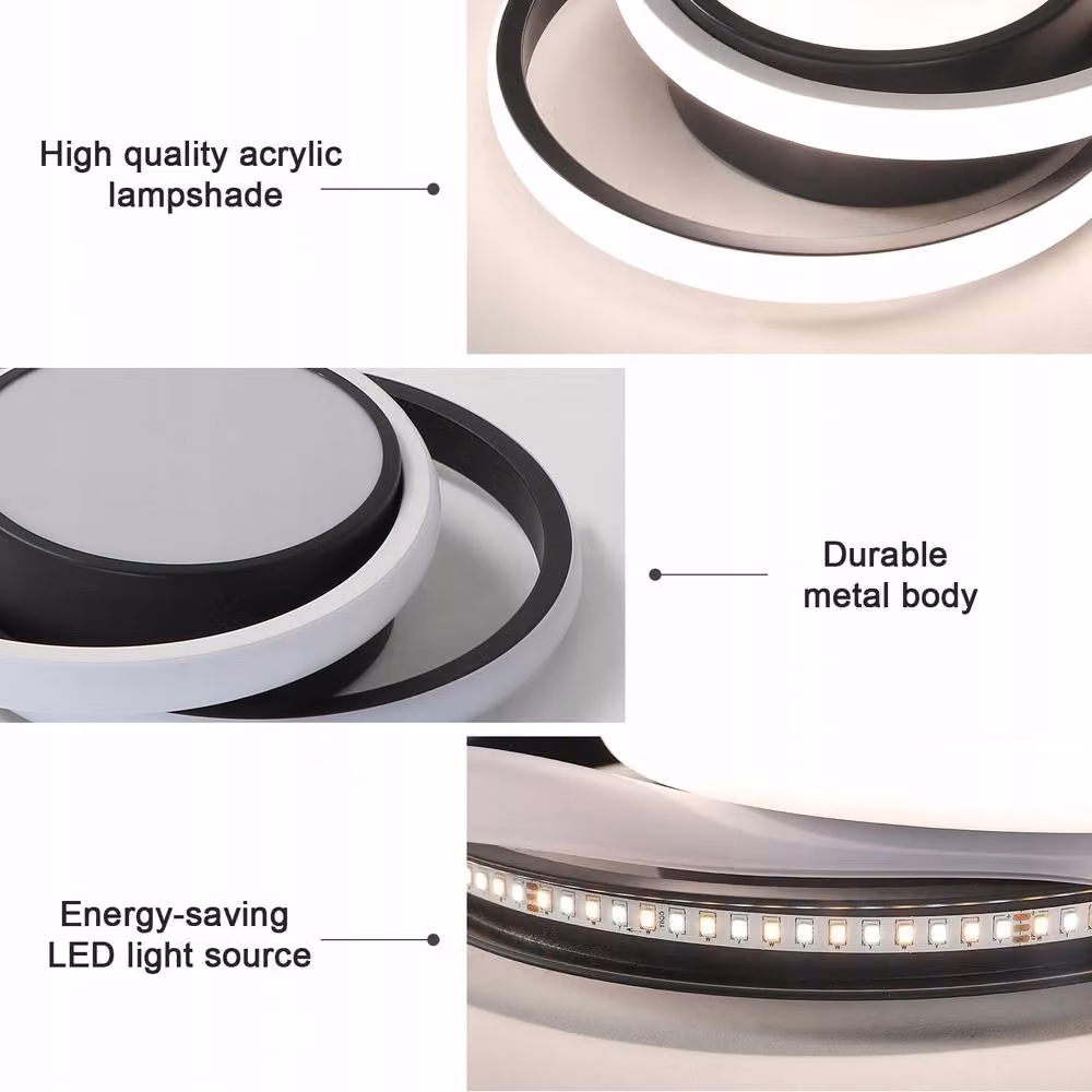 COMELY 32W Dimmable LED Ceiling Light with Remote Control, Round Modern Design in Black and White – 6