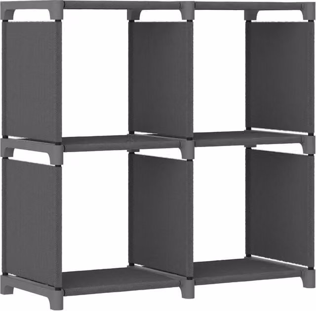 Berkfield Home 4-Cube Modern Display Shelf in Grey with Fabric and Metal Finish, W: 69 cm, D: 30 cm, H: 72.5 cm