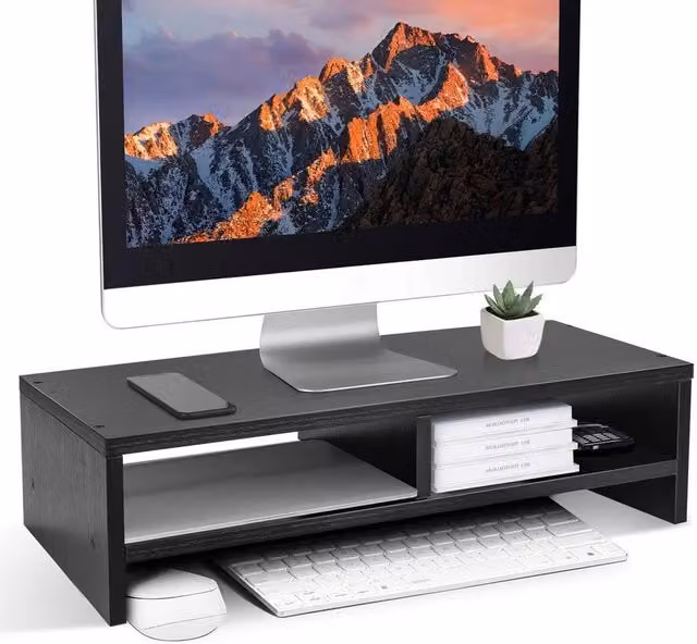 Havendro Black MDF Computer Desktop Monitor Stand and Laptop Riser Shelf – 1