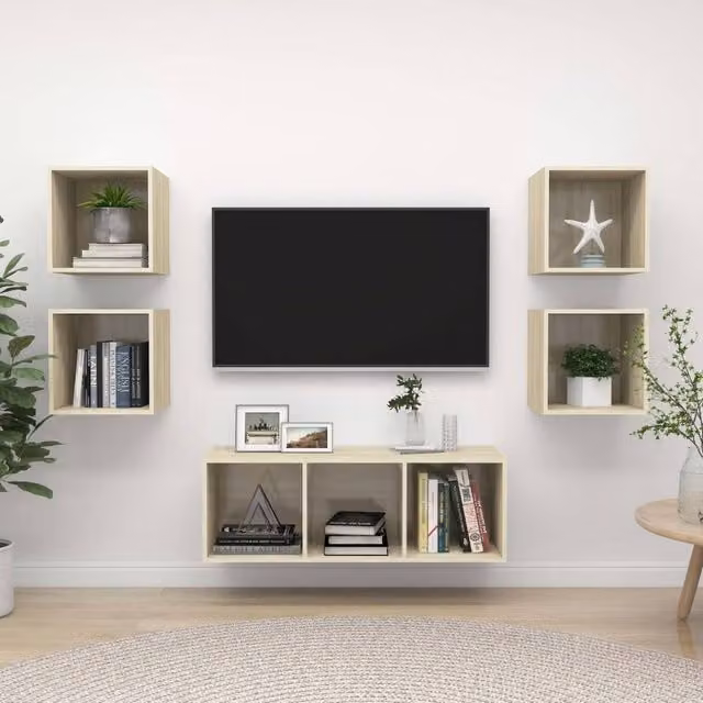 Berkfield Home 5 Piece Sonoma Oak TV Cabinet Set in Brown