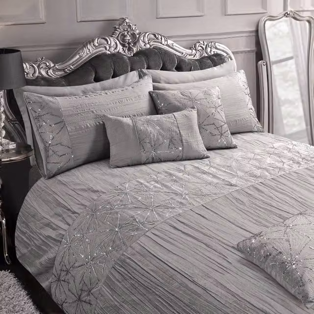Intimates Marini Crinkle Seersucker Duvet Cover and Pillowcase Set in Silver, Single (90 x 200 cm)