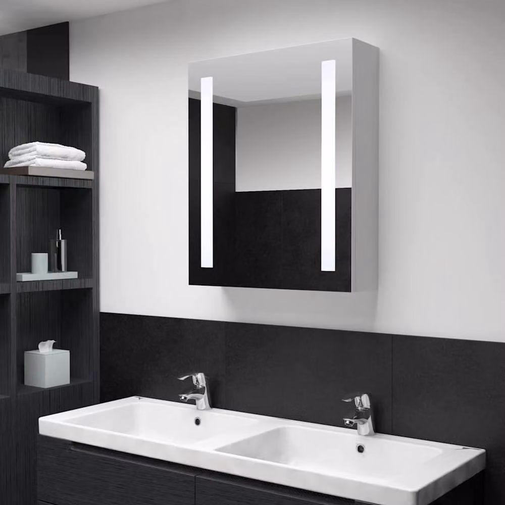 Berkfield Home LED Bathroom Mirror Cabinet in White, W/D/H: 50 x 13 x 70 cm – 2