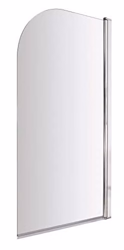 NUIE NSS1 Pacific Modern Round 6mm Glass Bath Screen in Polished Chrome, W: 143.5 cm, H: 78.5 cm