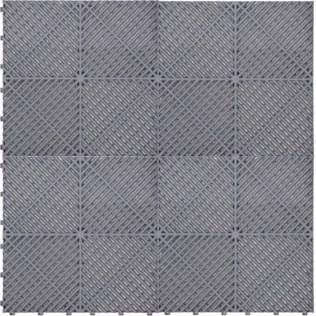 Monstershop Vented Garage Floor Tiles with Edges, Grey, 225 Pack