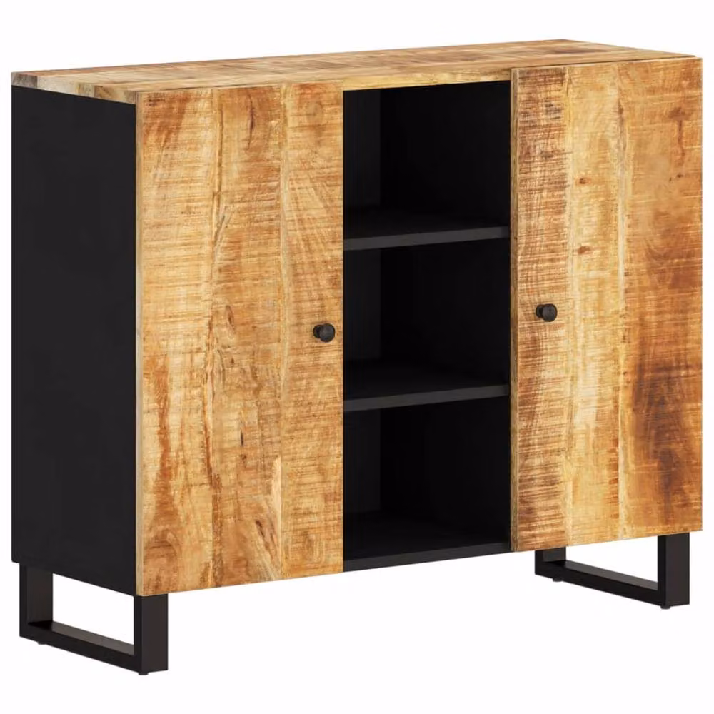 Berkfield Home Solid Mango Wood Sideboard with 2 Doors in Brown, W/D/H: 90 x 33 x 75 cm – 2