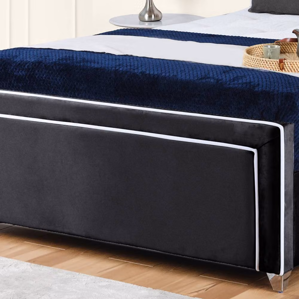UK Bed Furniture Ariana Ottoman Gas Lift Upholstered Velvet Bed in Black, Size: Single (90 x 190 cm) – 3