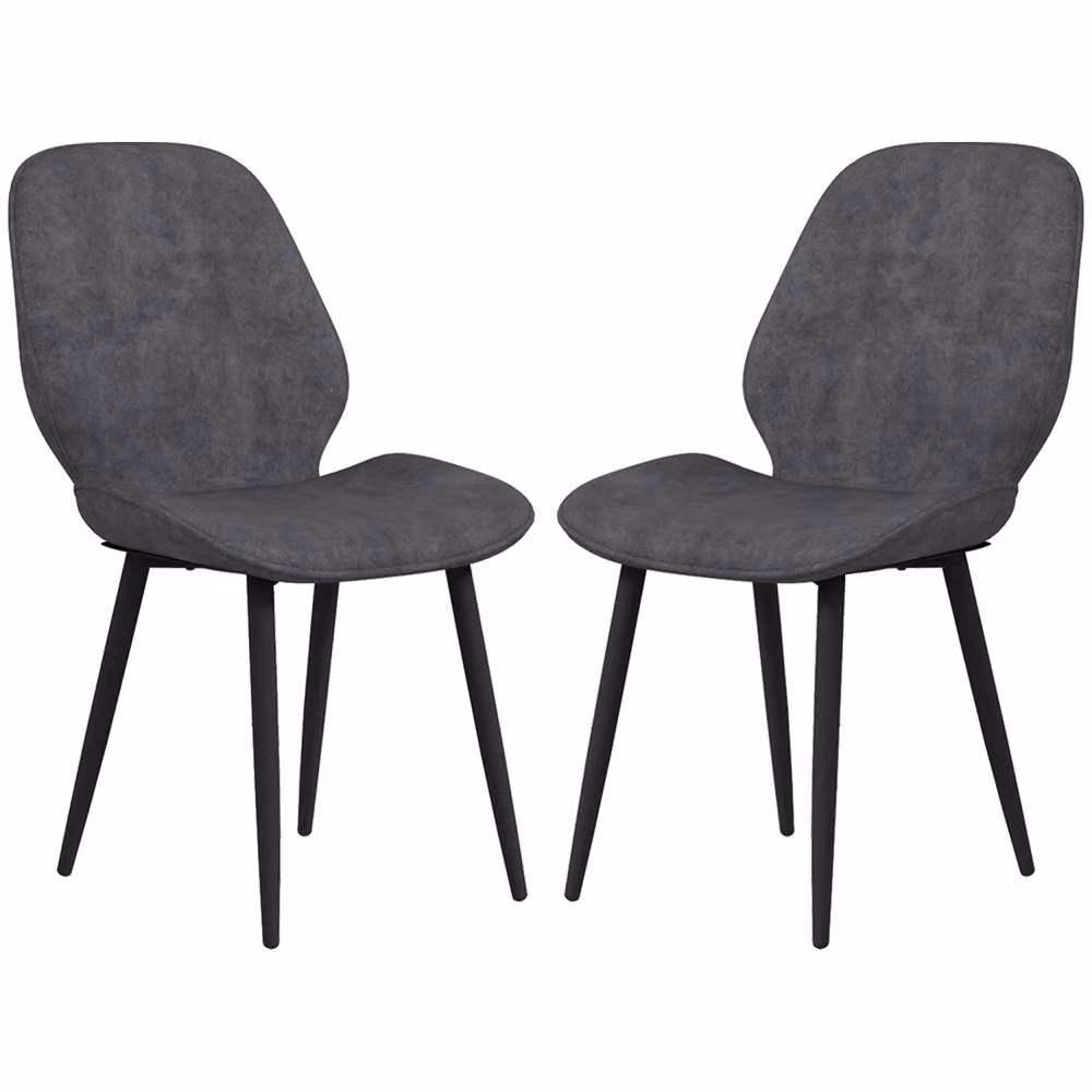 Wyld Haus Lelori Set of 2 Grey Velvet Dining Chairs with Metal Legs – 2