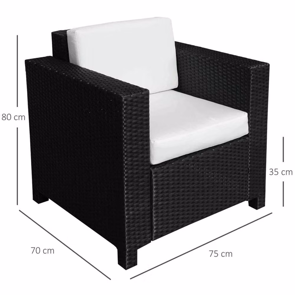 EONLION Black Rattan Garden Armchair with Cushion – 2