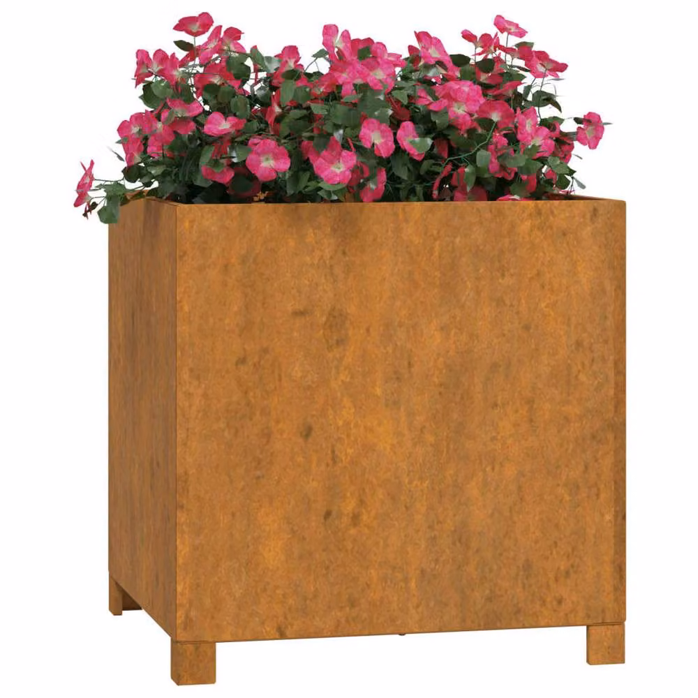 Berkfield Home Rusty Corten Steel Planter with Legs, Brown, W: 49 cm, D: 47 cm, H: 50 cm – 2