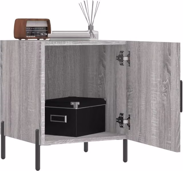 Berkfield Home Modern Bedside Cabinets, 2 Piece Set in Grey Sonoma, W/D/H: 40 x 40 x 50 cm