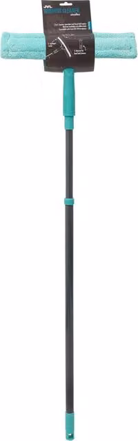 JVL Microfibre Window Cleaner Squeegee with Telescopic Handle and Scraper, Turquoise