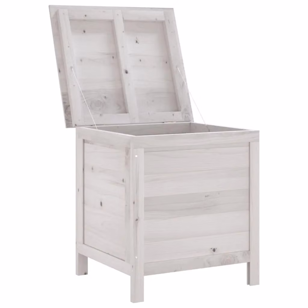 Berkfield Home Garden Storage Box in White Solid Wood Fir, W: 50 cm, D: 49 cm, H: 56.5 cm – 2