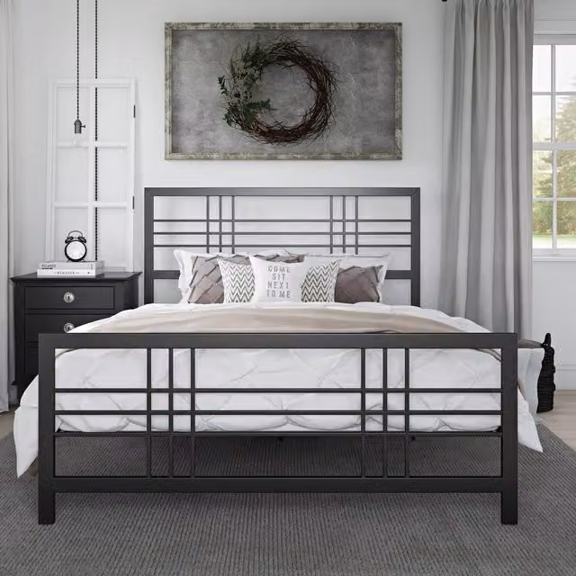 Dorel Home Burbank Metal Bed in Black, W/D/H: 140 x 200 cm