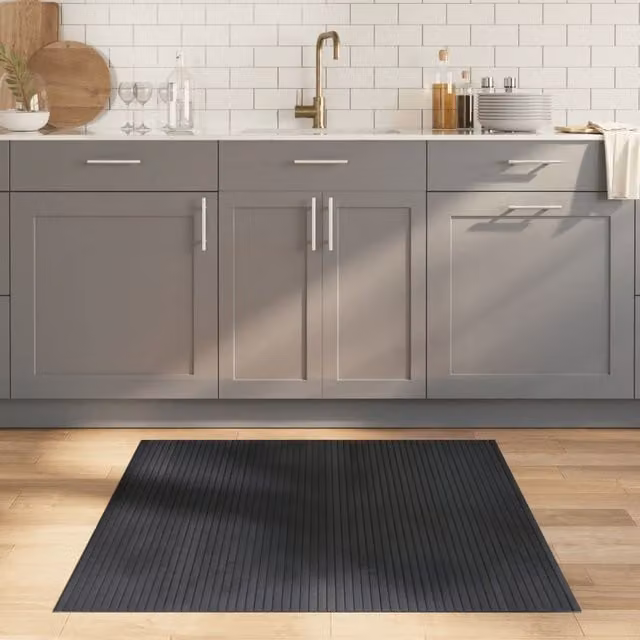Berkfield Home Square Bamboo Rug in Grey, 100 x 100 cm