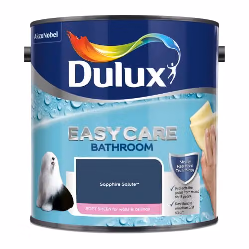 Dulux Easycare Bathroom Mould Resistant Satin Gloss Paint, Blue, 2.5L – 2
