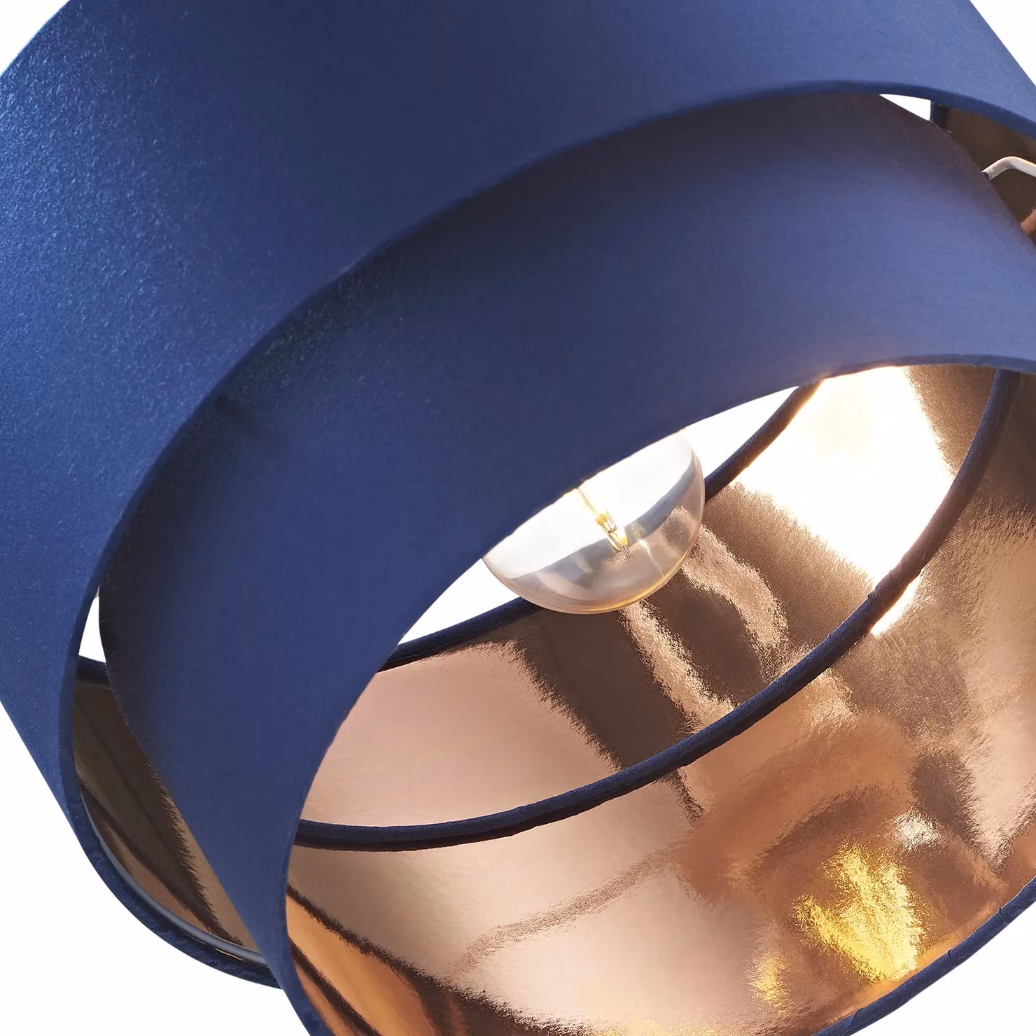 Happy Homewares Modern Round Blue Fabric Ceiling Pendant Lamp Shade with Copper Inner, W: 20 cm, H: 30 cm – 6