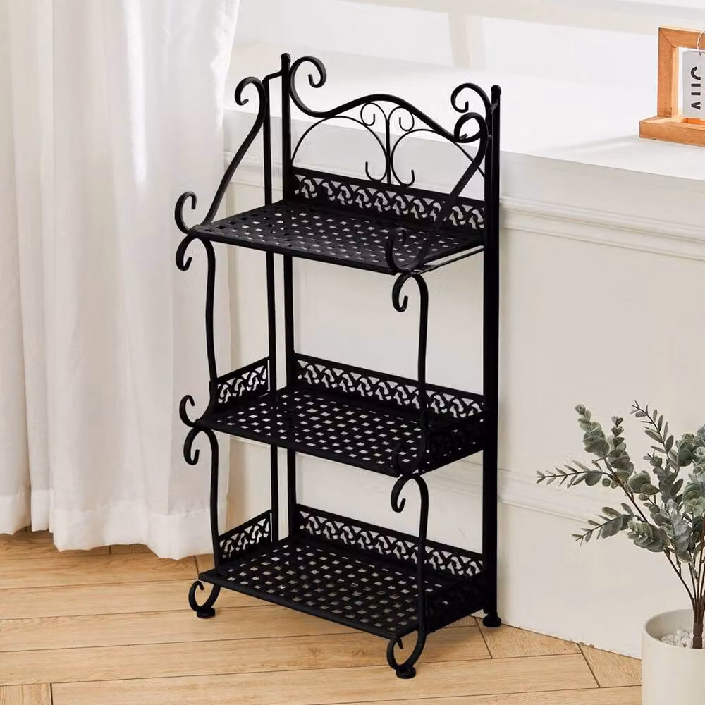 KORVIXA 3 Tier Metal Bathroom Storage Shelf Rack, Black, W: 60 cm, H: 100 cm – 4