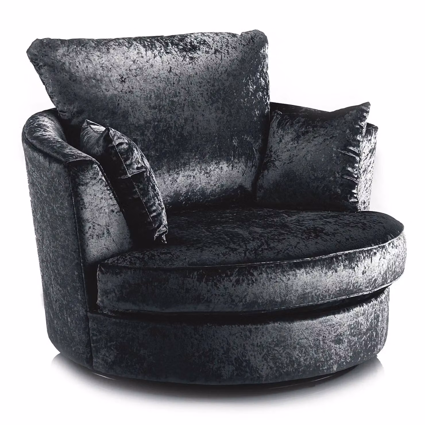 Furnishings For Less UK Black Crystal Crushed Velvet 360 Degree Swivel Tub Chair with Armrests – 2