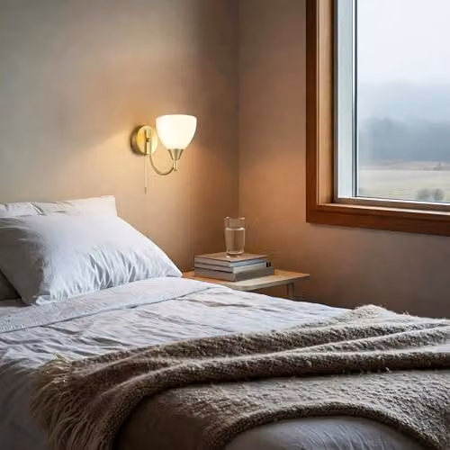 Happy Homewares Contemporary Pull Switched Wall Light Fixture in Gold/Brass with White Glass Shade, W/D/H: 18 x 21 x 11 cm – 3