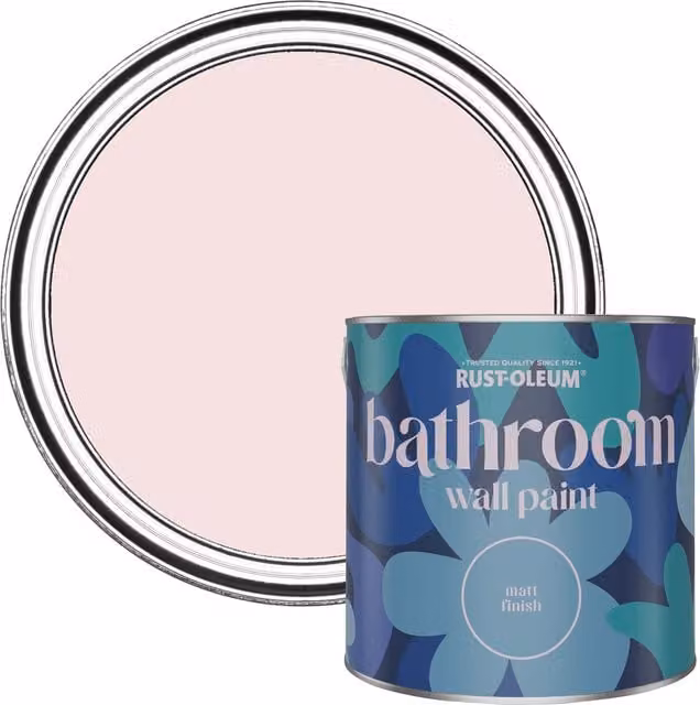 Rust-Oleum Pink Matt Water-Based Bathroom Wall and Ceiling Paint, 2.5L – 1