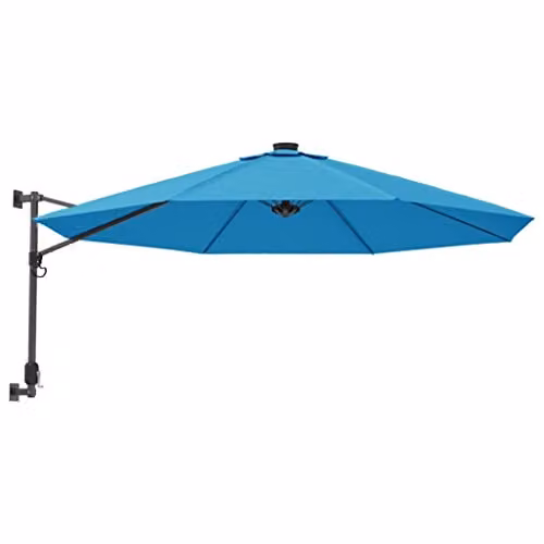 vidaXL Wall-mounted Parasol with LEDs in Blue, 290 cm