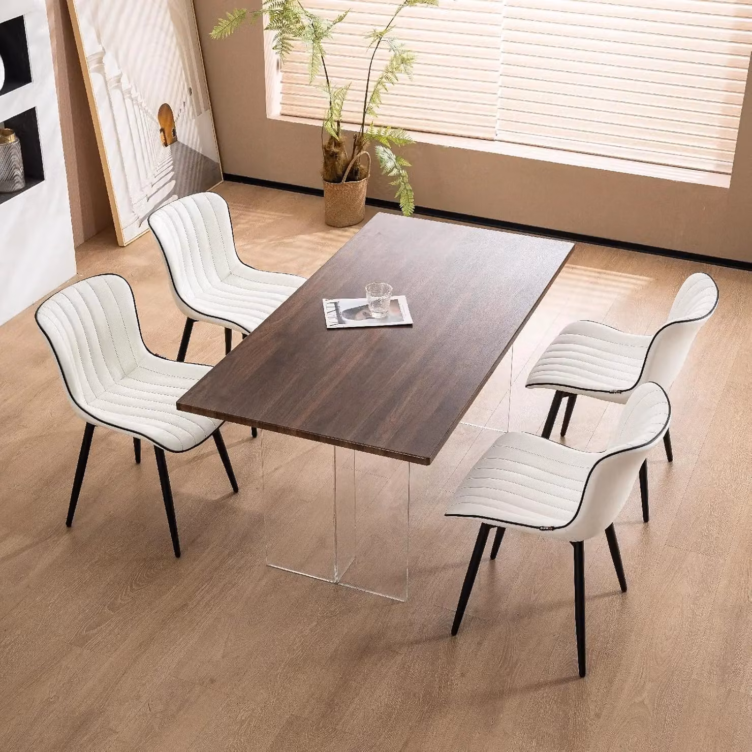 Xample Set of 2 Modern Padded Dining Chairs in Synthetic Leather with Metal Legs – 2