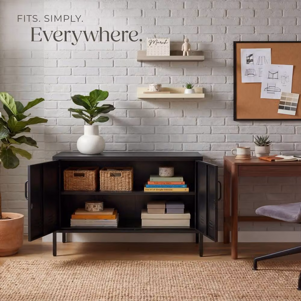 tectake Baker Sideboard in Matt Black with Magnetic Closure and Adjustable Shelf – 8