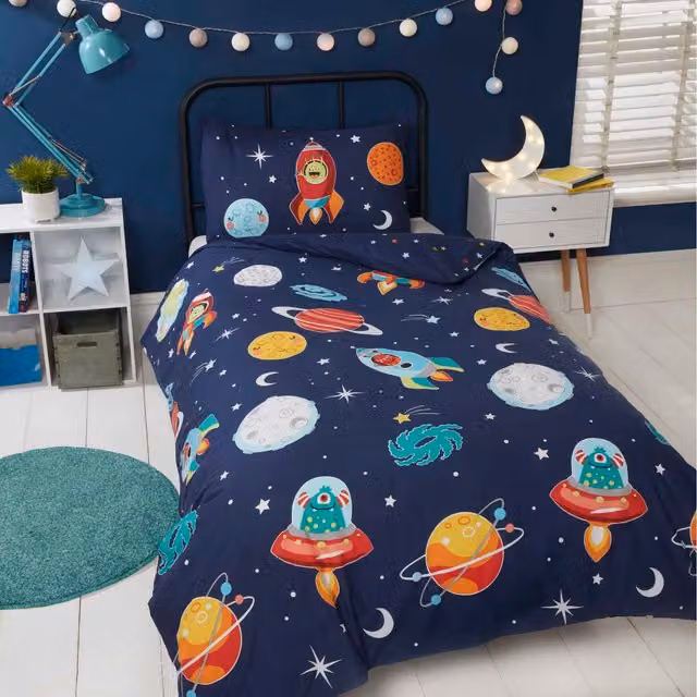 Rapport Home Space Aliens Polycotton Duvet Set and Pillowcase, Multicolour, W: 140 cm, L: 200 cm