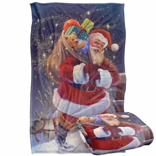 JQ Licensing Christmas Santa Chimney Magic Super Soft Fleece Throw Blanket, Multicolour, W/D/H: 91 x 147 cm