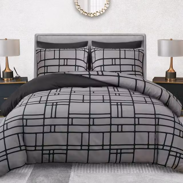 Pamposh Grey Double Brushed Microfibre Duvet Cover Set with Zipper Closure, Super King, 200 x 200 cm – 1