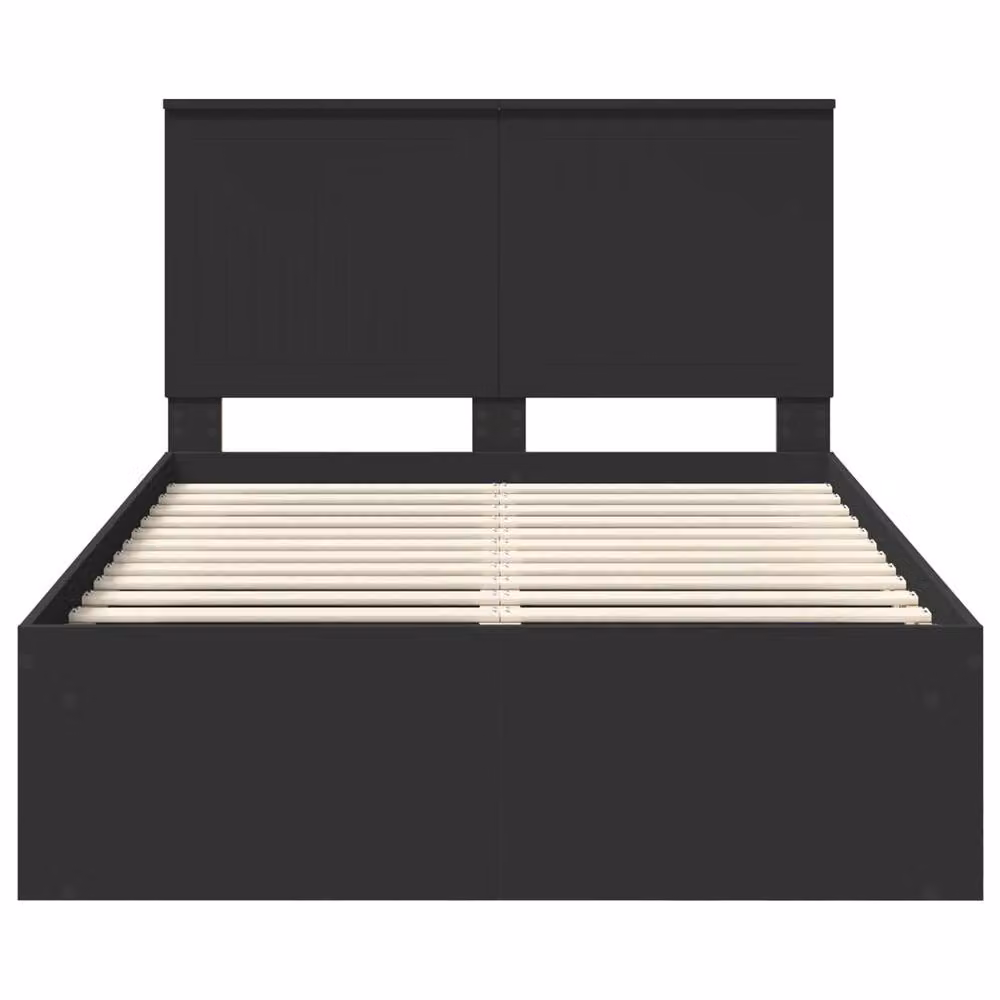 Berkfield Home Modern Bed Frame with Headboard in Black Solid Pine Wood, W/D/H: 120 x 200 cm – 3