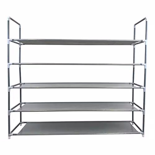 AMOS 5 Tier Extendable Shoe Rack with Waterproof Non-Woven Fabric Shelves, Grey – 3