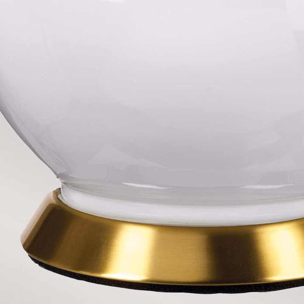 Netlighting Isla Table Lamp with Round Tapered Fabric Shade in Aged Brass, White and Green – 3
