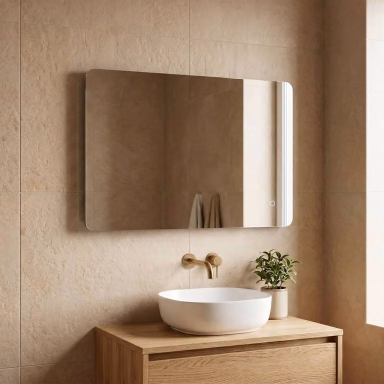 First Choice Lighting Mila LED Bathroom Mirror with Touch Control and Demister, W: 70 cm, H: 50 cm, Clear