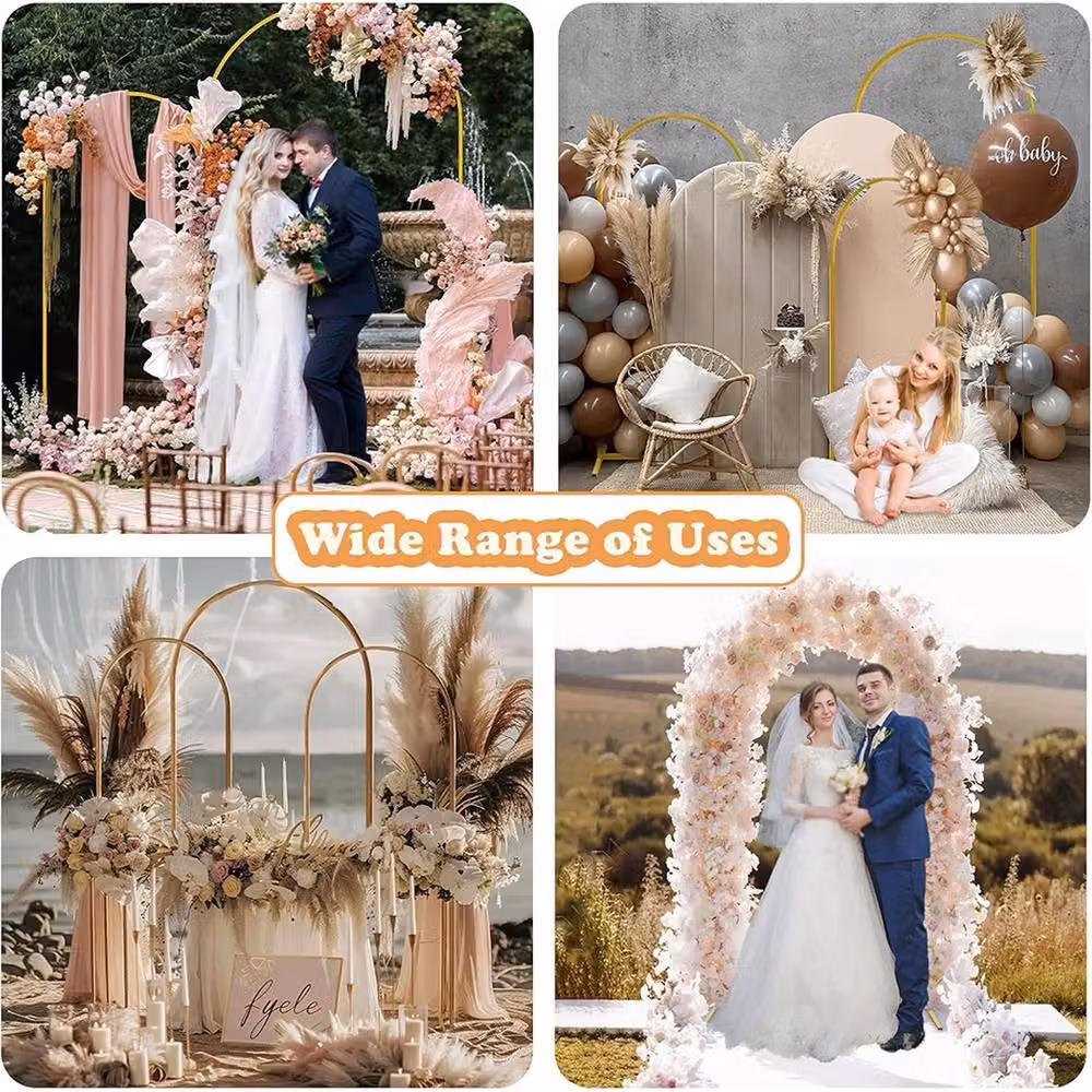 Ventryn Gold Metal Freestanding Round Wedding Arch and Flower Display Backdrop Stand – 3