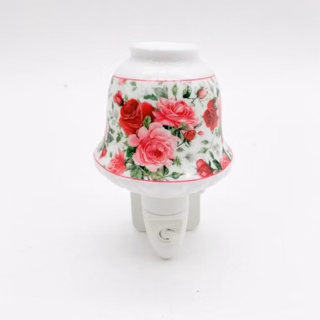 Minster Multicolour Ceramic Floral Nightlight, W: 8 cm, D: 8 cm, H: 13 cm